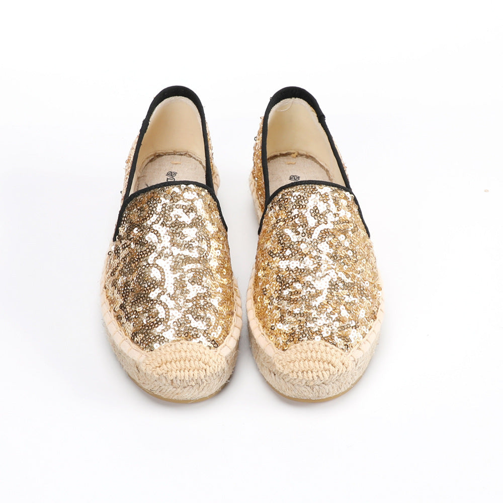 SILKE | Gouden Glitter Espadrilles Dames – Zomerschoenen met Pailletten