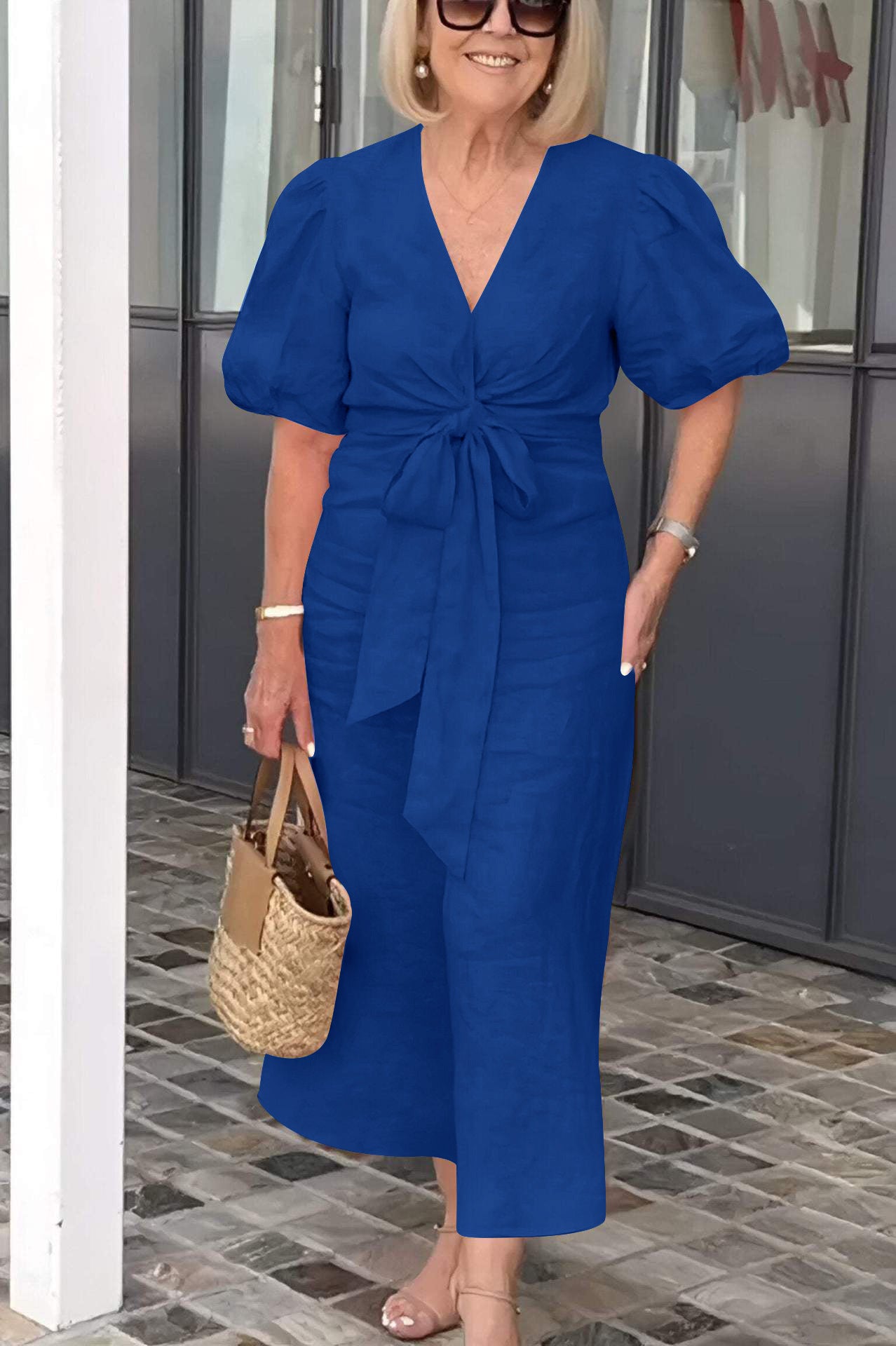 ANNY | Linnen Midi Jurk met Strikdetail – Comfort & Klasse in Elke Kleur
