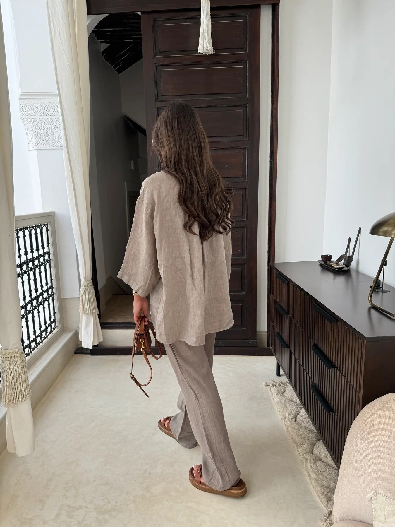 JANNA | 2-Delige Linnen Dames Set – Oversized Blouse & Rechte Broek in Meerdere Kleuren