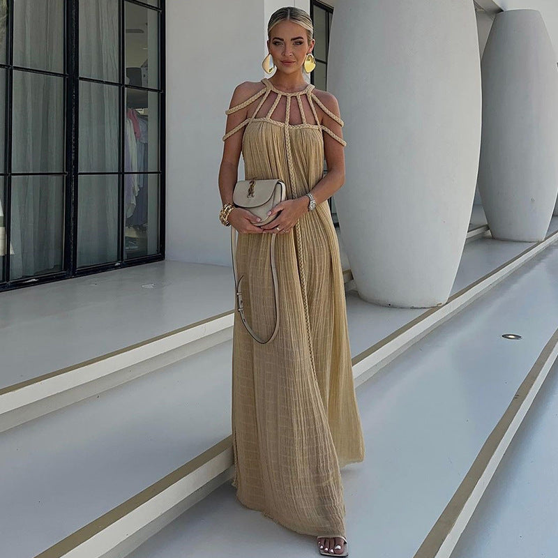 FINNE | Bohemian Maxi Jurk met Gevlochten Details – Luchtige Zomerstijl