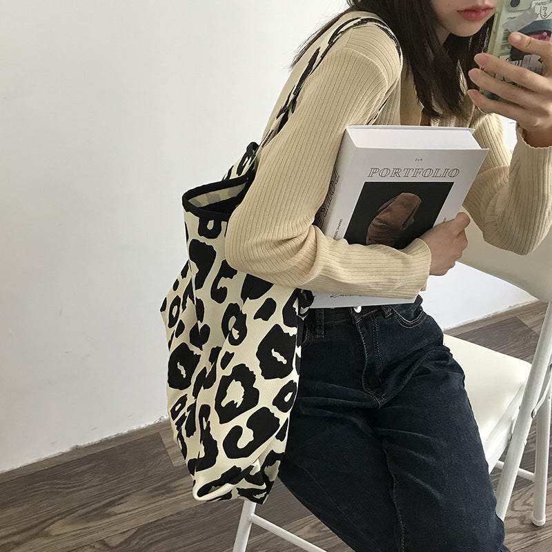 KACY | Canvas Leopard Shopper – Matchende Tas voor Moeder & Dochter