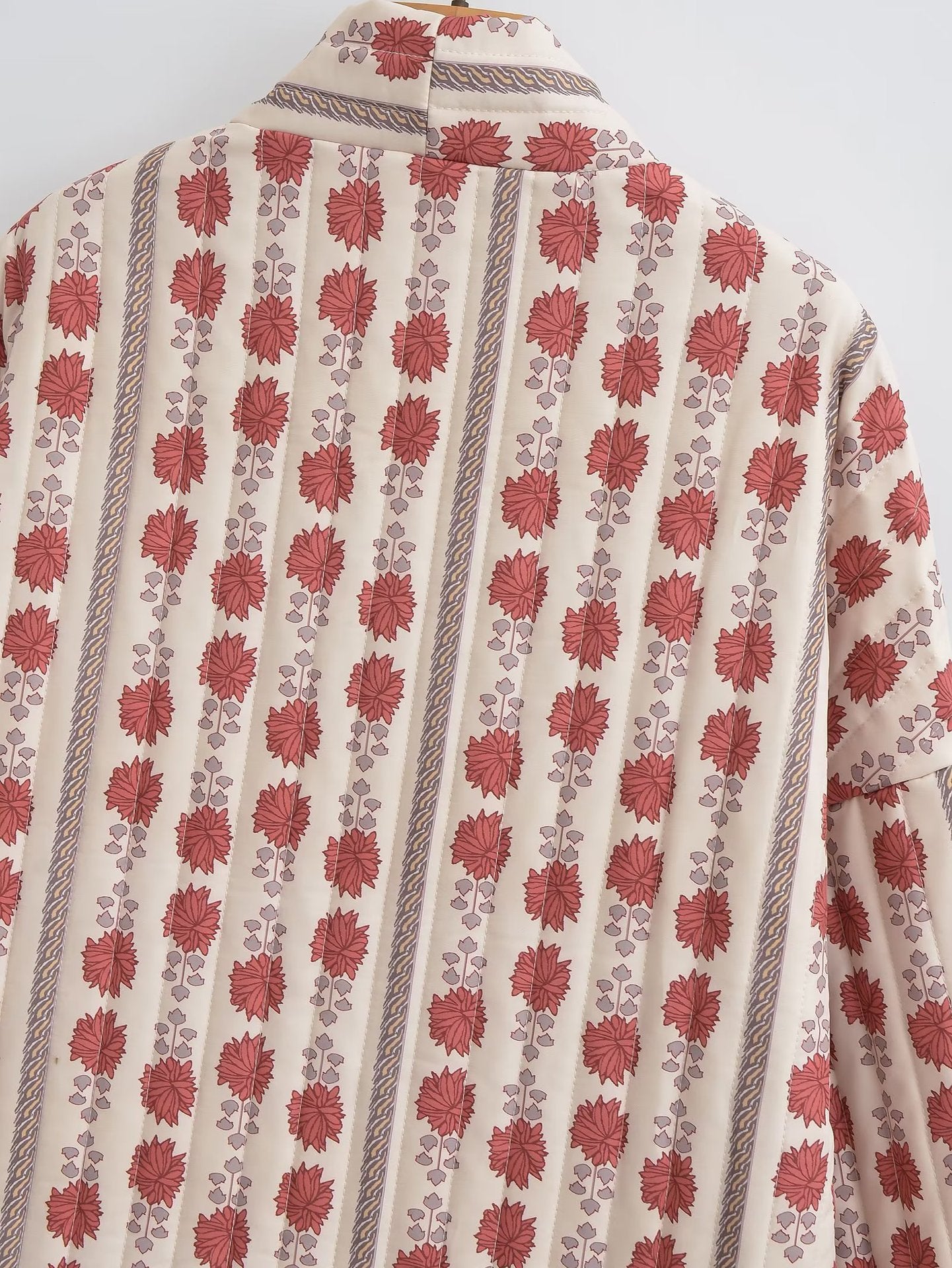 NANOU | Boho Kimono Blazer – Katoenen Printjack met Plantenmotief