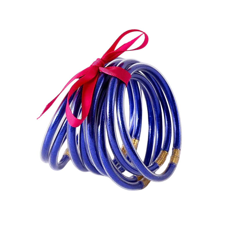 JULIE Set van 10 Gouden Siliconen Armbanden – Flexibel & Waterbestendig