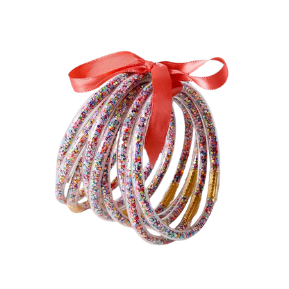 JULIE Set van 10 Gouden Siliconen Armbanden – Flexibel & Waterbestendig