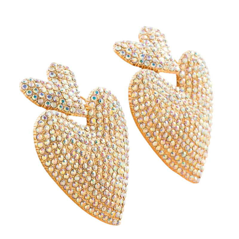 LIVA Statement Strass Oorbellen in Hartvorm