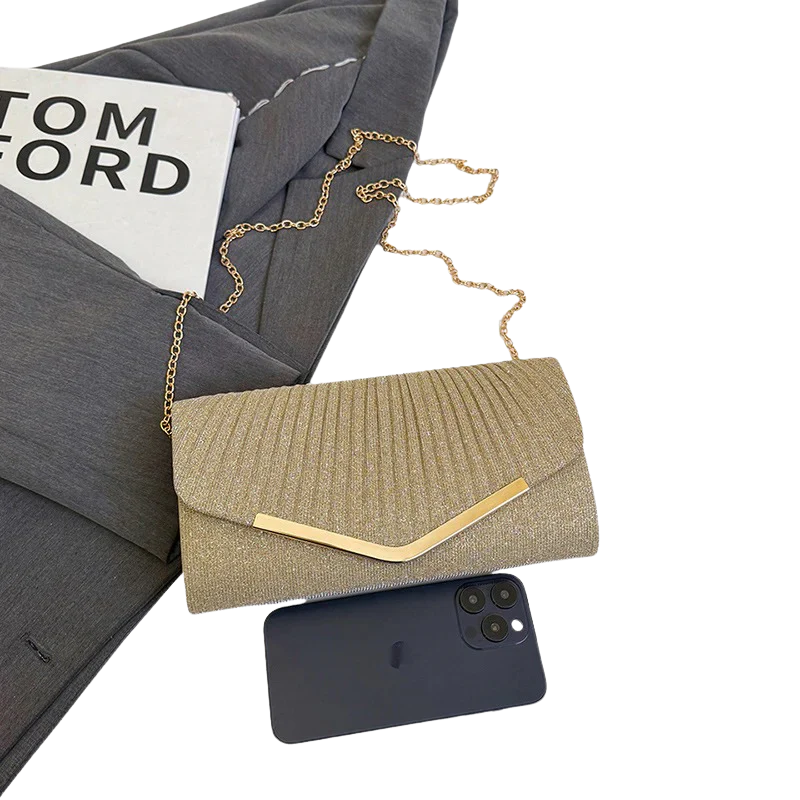 NOVI Glitter Avondtas – Luxe Clutch met Gouden Details