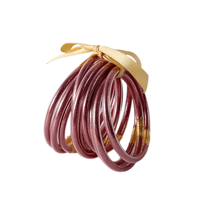 JULIE Set van 10 Gouden Siliconen Armbanden – Flexibel & Waterbestendig