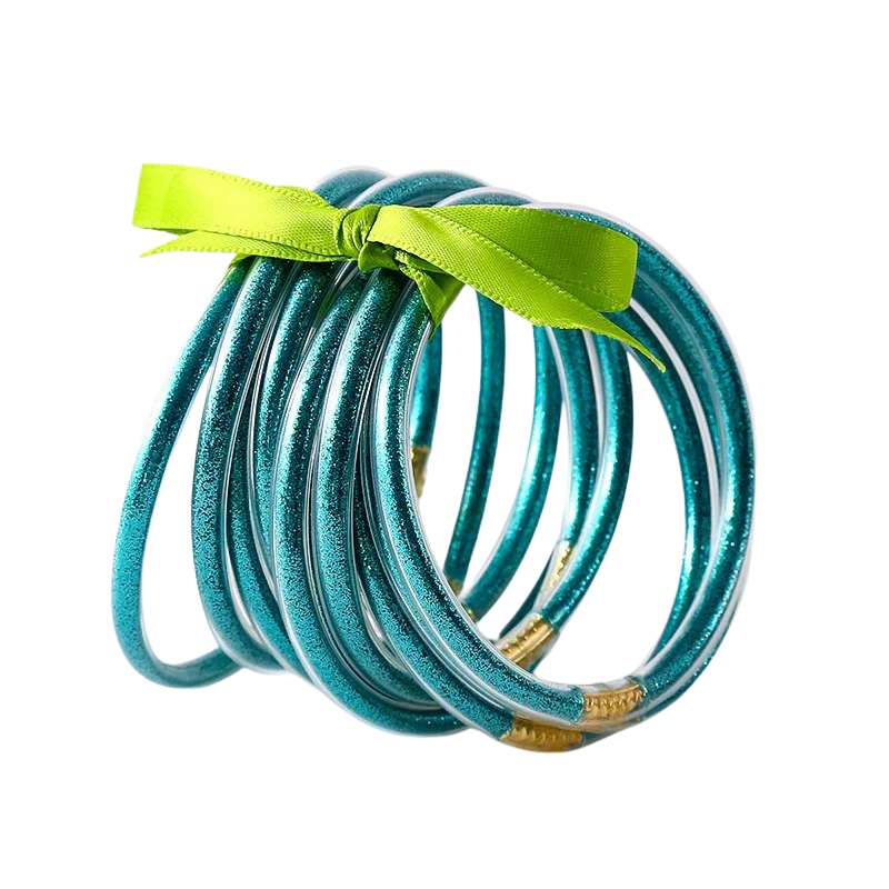 JULIE Set van 10 Gouden Siliconen Armbanden – Flexibel & Waterbestendig