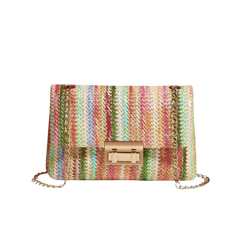 ELLA Rainbow Chic Clutch – Vrolijke Elegantie met Gouden Details