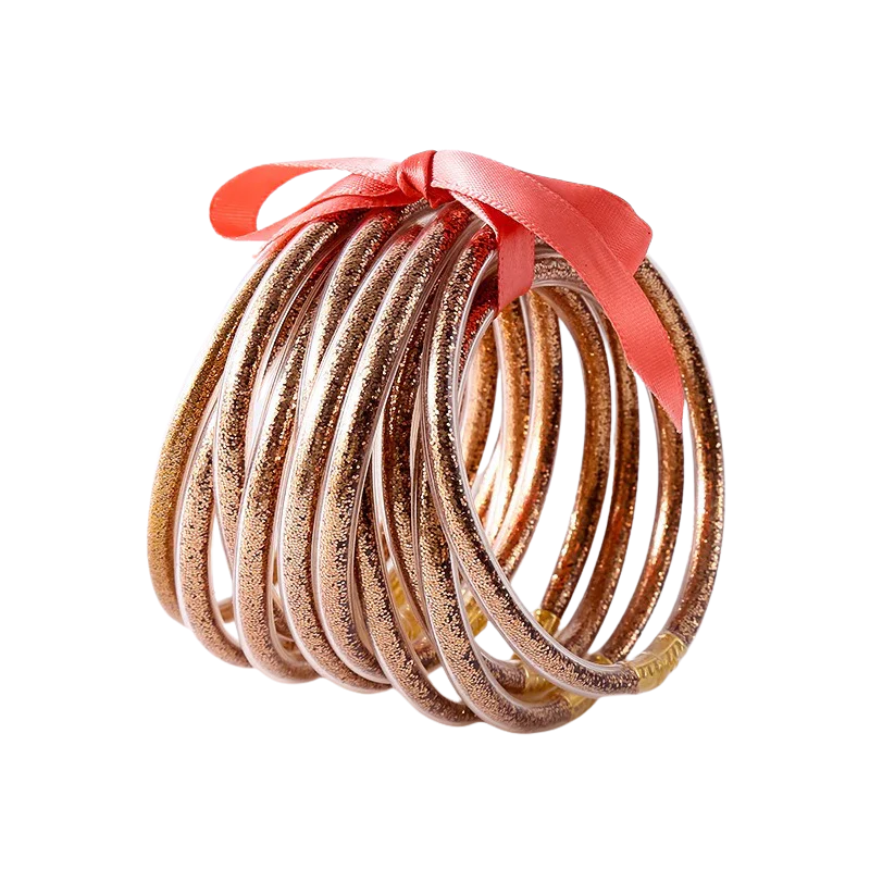 JULIE Set van 10 Gouden Siliconen Armbanden – Flexibel & Waterbestendig