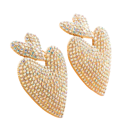 LIVA Statement Strass Oorbellen in Hartvorm