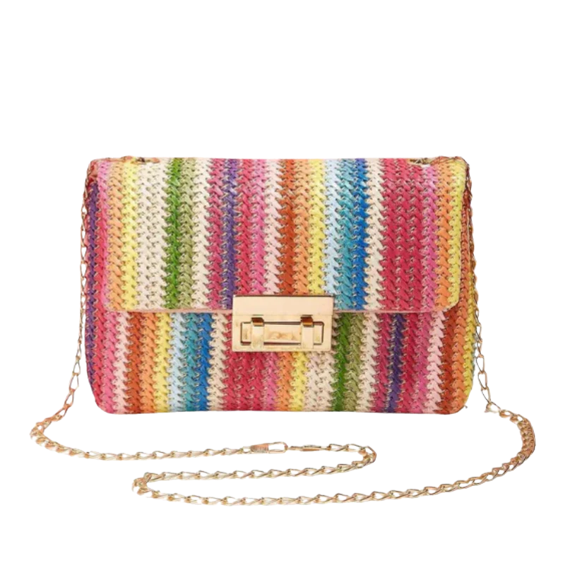 ELLA Rainbow Chic Clutch – Vrolijke Elegantie met Gouden Details