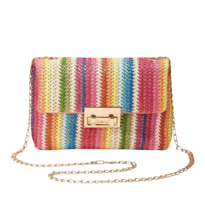 ELLA Rainbow Chic Clutch – Vrolijke Elegantie met Gouden Details