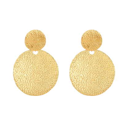 HANNAH Minimalistische Ronde Oorbellen met Textuur – Goud, Zilver & Zwart