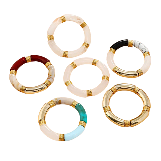 PIEN Chunky Acryl Armband – Luxe Marmerlook Statement Sieraad