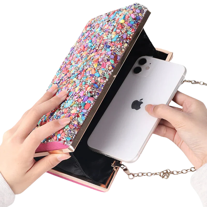 DOUTZE Glinsterende Party Clutch – Luxe Handtas met Edelsteenlook