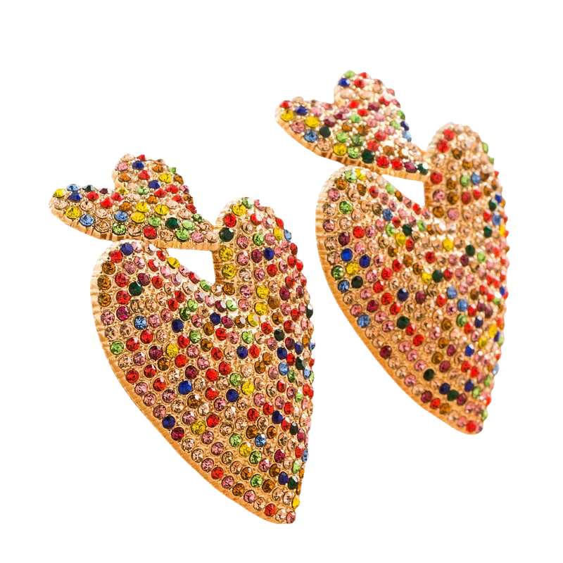 LIVA Statement Strass Oorbellen in Hartvorm