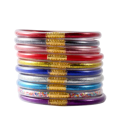 JULIE Set van 10 Gouden Siliconen Armbanden – Flexibel & Waterbestendig