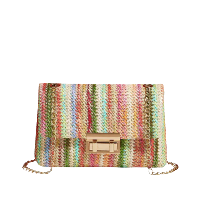 ELLA Rainbow Chic Clutch – Vrolijke Elegantie met Gouden Details