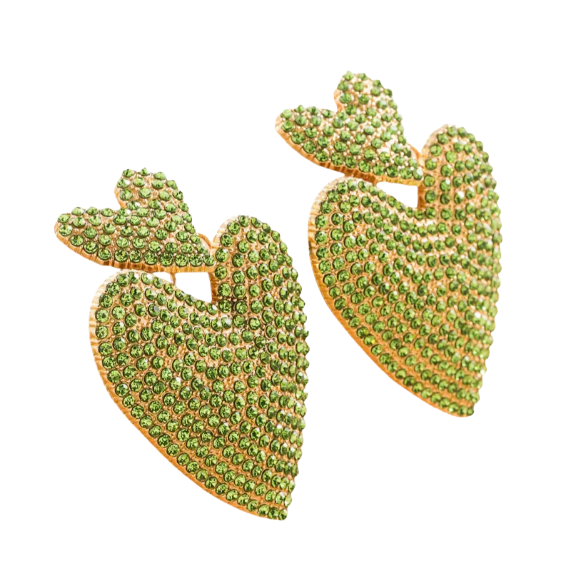 LIVA Statement Strass Oorbellen in Hartvorm