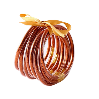 JULIE Set van 10 Gouden Siliconen Armbanden – Flexibel & Waterbestendig