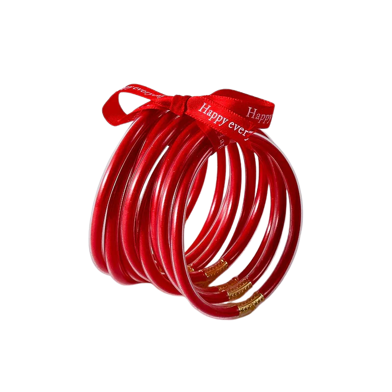 JULIE Set van 10 Gouden Siliconen Armbanden – Flexibel & Waterbestendig