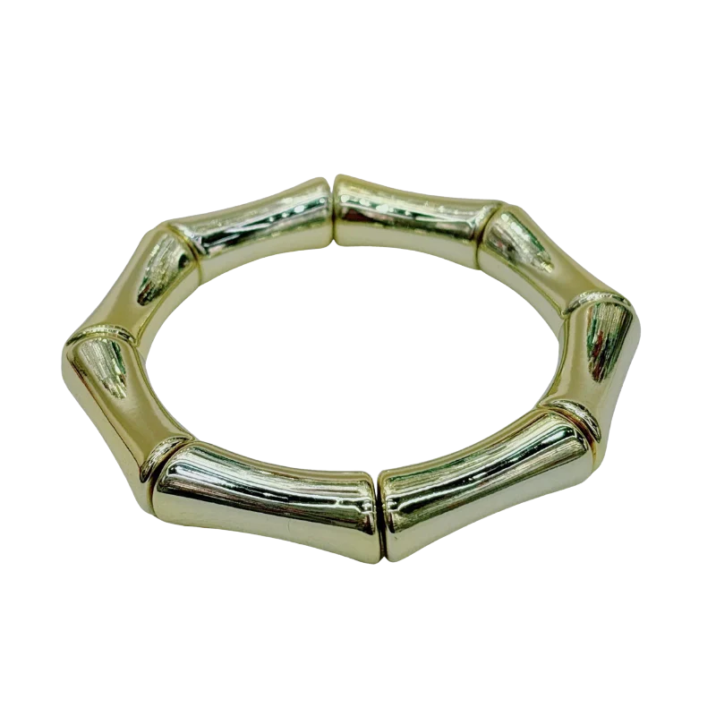 NOURAYA Bamboe Look Armband Dames – Acryl met Gouden Accenten