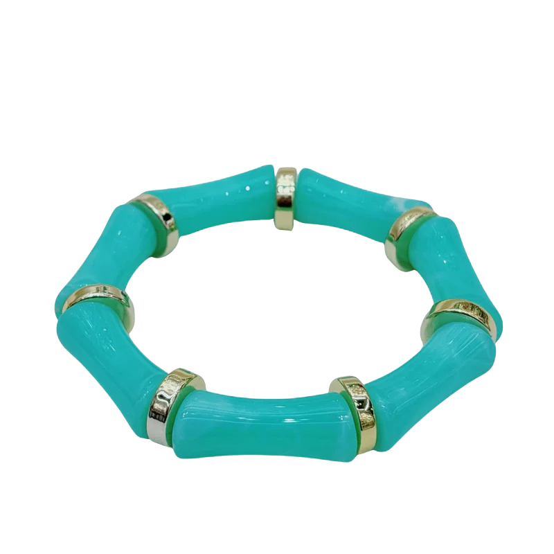 NOURAYA Bamboe Look Armband Dames – Acryl met Gouden Accenten