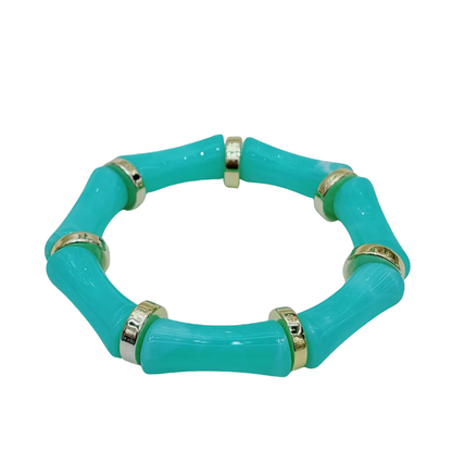 NOURAYA Bamboe Look Armband Dames – Acryl met Gouden Accenten