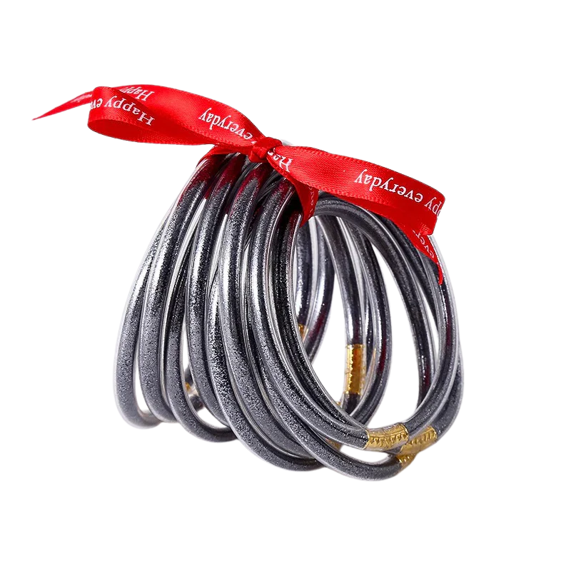 JULIE Set van 10 Gouden Siliconen Armbanden – Flexibel & Waterbestendig