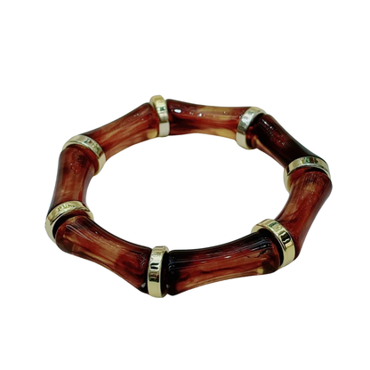 NOURAYA Bamboe Look Armband Dames – Acryl met Gouden Accenten