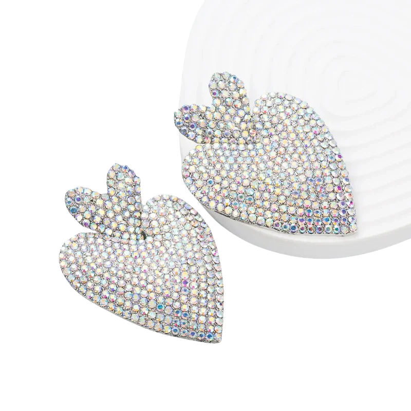 LIVA Statement Strass Oorbellen in Hartvorm