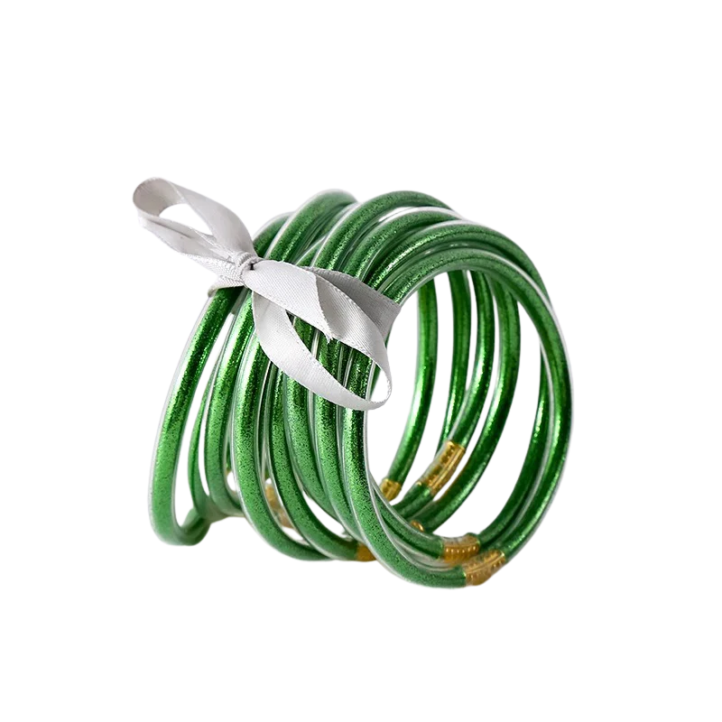 JULIE Set van 10 Gouden Siliconen Armbanden – Flexibel & Waterbestendig