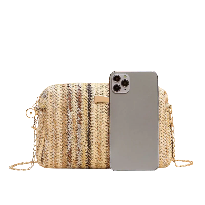 MAILEY Rainbow Woven Clutch – Vrolijke Gevlochten Schoudertas