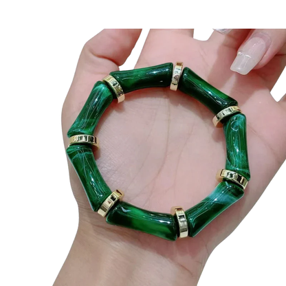 NOURAYA Bamboe Look Armband Dames – Acryl met Gouden Accenten