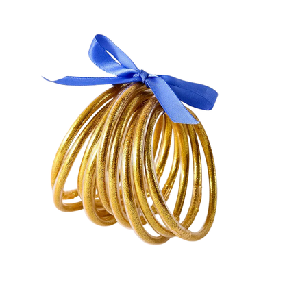 JULIE Set van 10 Gouden Siliconen Armbanden – Flexibel & Waterbestendig