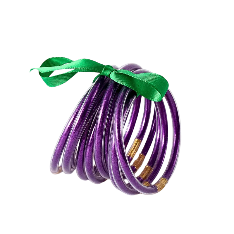 JULIE Set van 10 Gouden Siliconen Armbanden – Flexibel & Waterbestendig