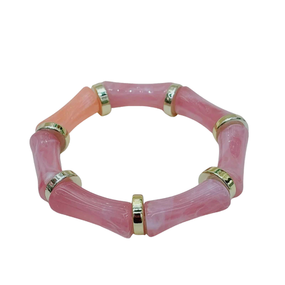 NOURAYA Bamboe Look Armband Dames – Acryl met Gouden Accenten