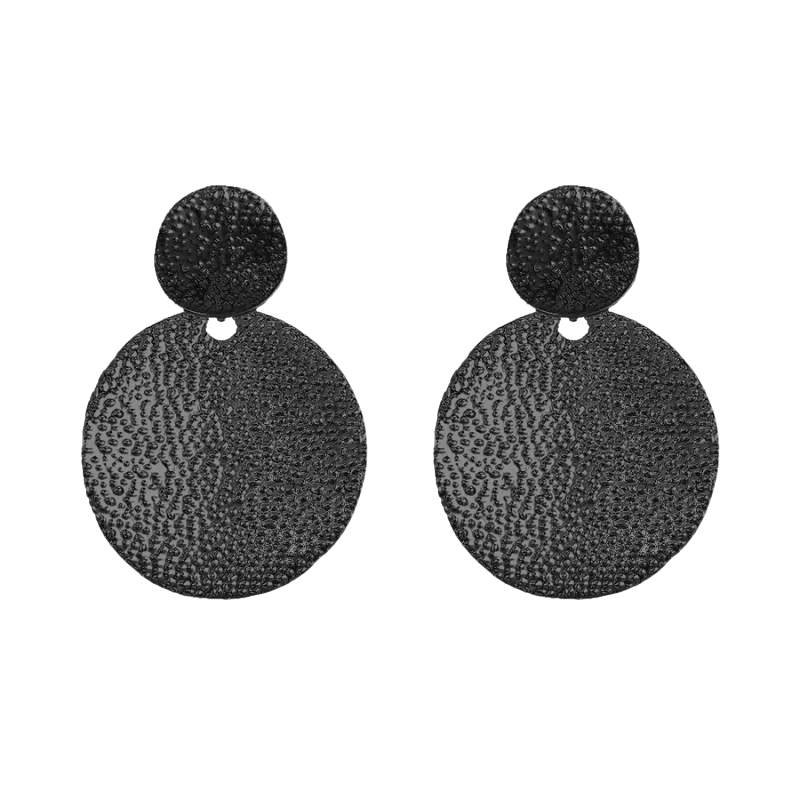 HANNAH Minimalistische Ronde Oorbellen met Textuur – Goud, Zilver & Zwart