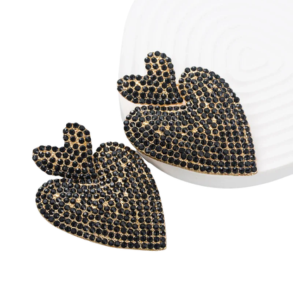 LIVA Statement Strass Oorbellen in Hartvorm