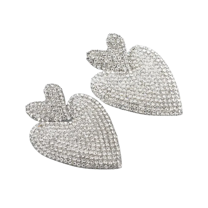 LIVA Statement Strass Oorbellen in Hartvorm