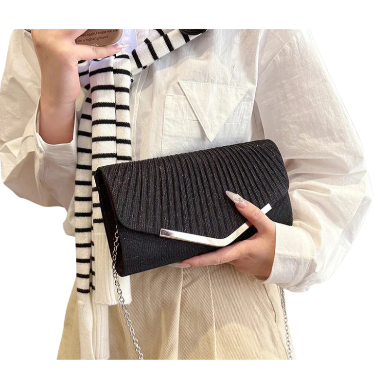 NOVI Glitter Avondtas – Luxe Clutch met Gouden Details