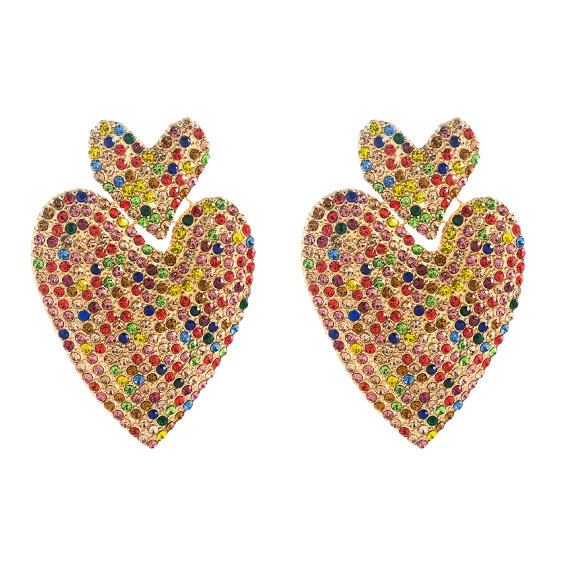 LIVA Statement Strass Oorbellen in Hartvorm