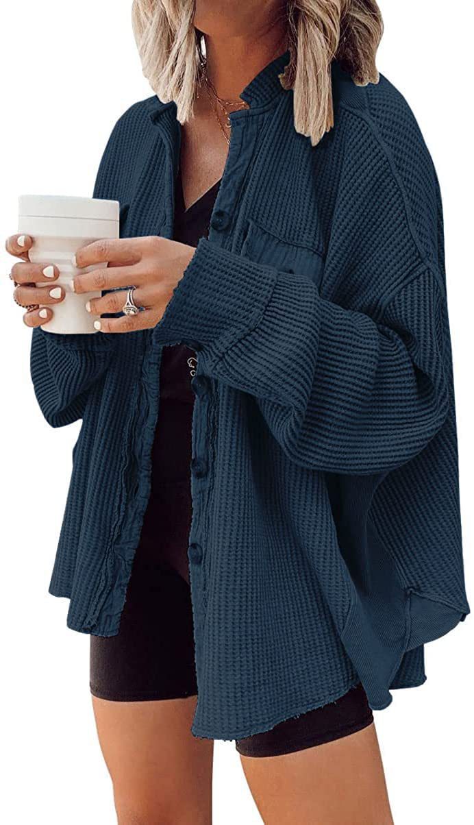 ADELE | Oversized Wafelstructuur Overshirt Dames – Casual Streetstyle Musthave
