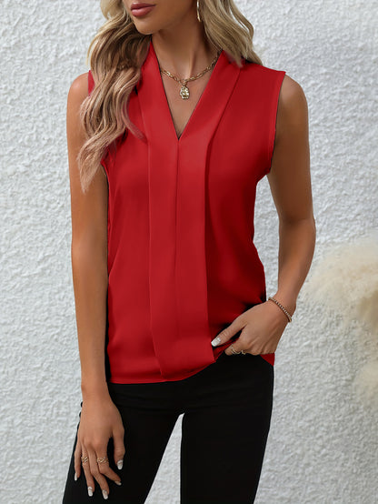 HAUKE | Mouwloze V-Hals Blouse – Minimal Chic met Elegante Look