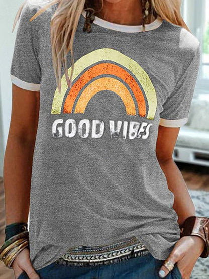 JOLIEN | Good Vibes T-shirt – Retro Print Statement Tee