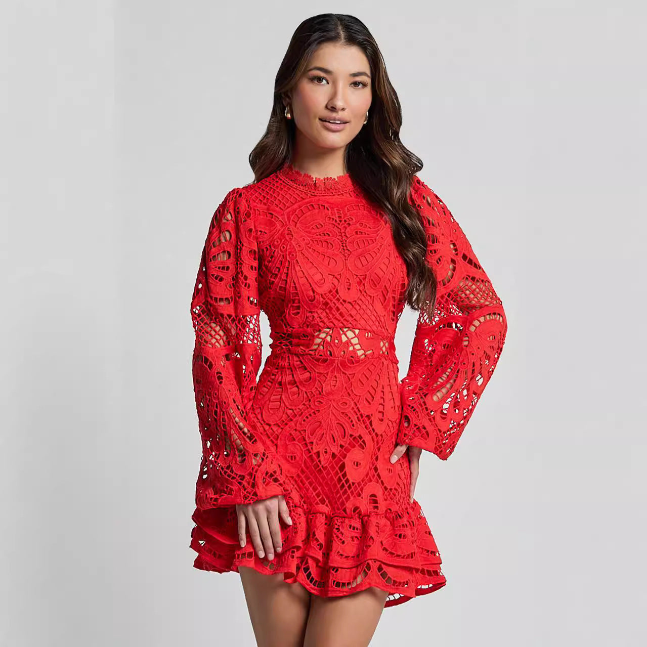 AMINA | Luxe Kanten Jurk met Lange Mouwen – Elegante Feestjurk Dames
