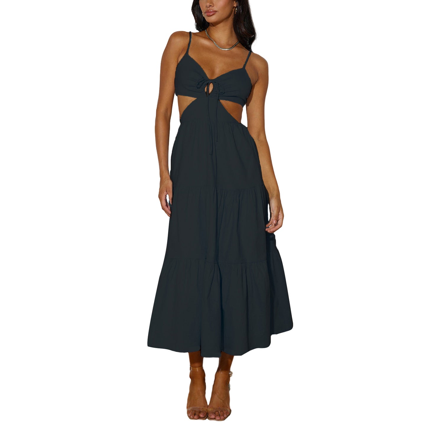 YANNE | Cut-Out Maxi Jurk – Zomerse Elegantie met Speelse Twist