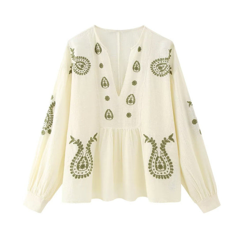 ANNEMIE | Boho Blouse met Borduursels - Katoenen Blouse Dames