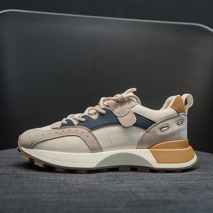 KASSY | Beige Dames Sneaker met Blauw Detail – Sportieve Retro Look